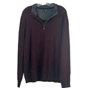 Mens Club Room SZ XL Merino Wool 1/4 Zip Long Sleeve PopOver Lightweight Sweater